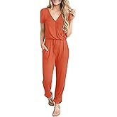 PRETTYGARDEN Jumpsuits for Women 2026 Spring Summer Casual Dressy Short Sleeve Romper Airport Vacation Travel Outfits