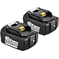 Powilling 2Pack 5.0Ah 18V BL1850B Battery Replace for Makita 18V Battery BL1830 BL1840 BL1860 BL1845 BL1815 BL1820 BL1860B 18