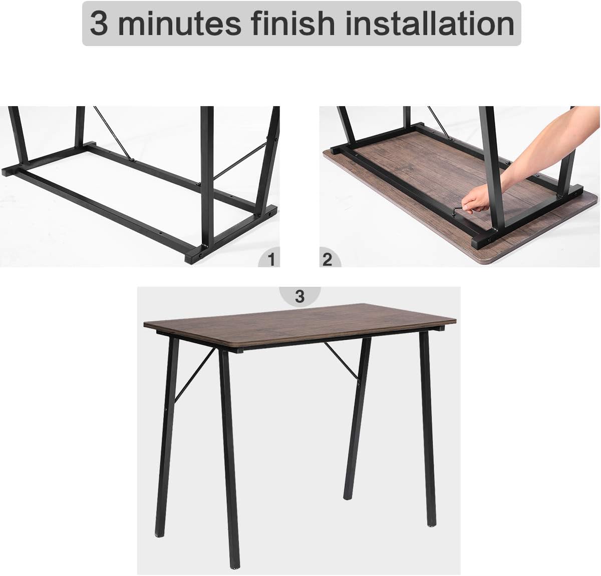 Office Computer Desk Modern Study Writing Table Small Kids Desk Home Wood Work Desk with Metal Legs Industrial Tiny Desk for Bedroom, 39.4 x 18.9 x 29.1 inch Walnut Brown: Kitchen & Dining