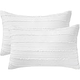 BOSOWOS Standard Size Pillow Shams Set of 2, Ultra Soft Breathable 20 x 26 Inches Pillow Case Envelope Closure, Microfiber Farmhouse Bed Pillowcases for Easy Care, White