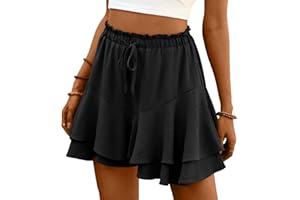 Lepunuo Flowy Shorts for Women Boho Ruffle Tiered Butterfly Skorts High Waist Mini Skirts Casual Shorts
