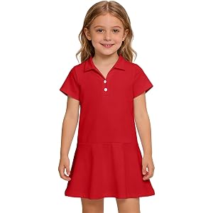 SIYBVTVI Uniform Dresses for Girls Kids Summer Short Sleeve Athletic Tennis Polo Dress A-Line Twirl Back to School Dress