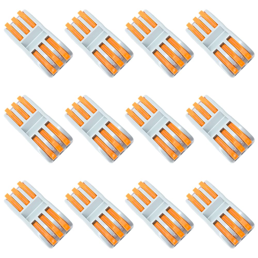 CEEYSEE 13 Pcs Compact Wire Connectors One-to-One Diy Electrical Terminal Blocks Circuit Inline Splices Lever Nut Connector Quick Cable Clamp Spring Butt Connectors(3 in 3 Out)