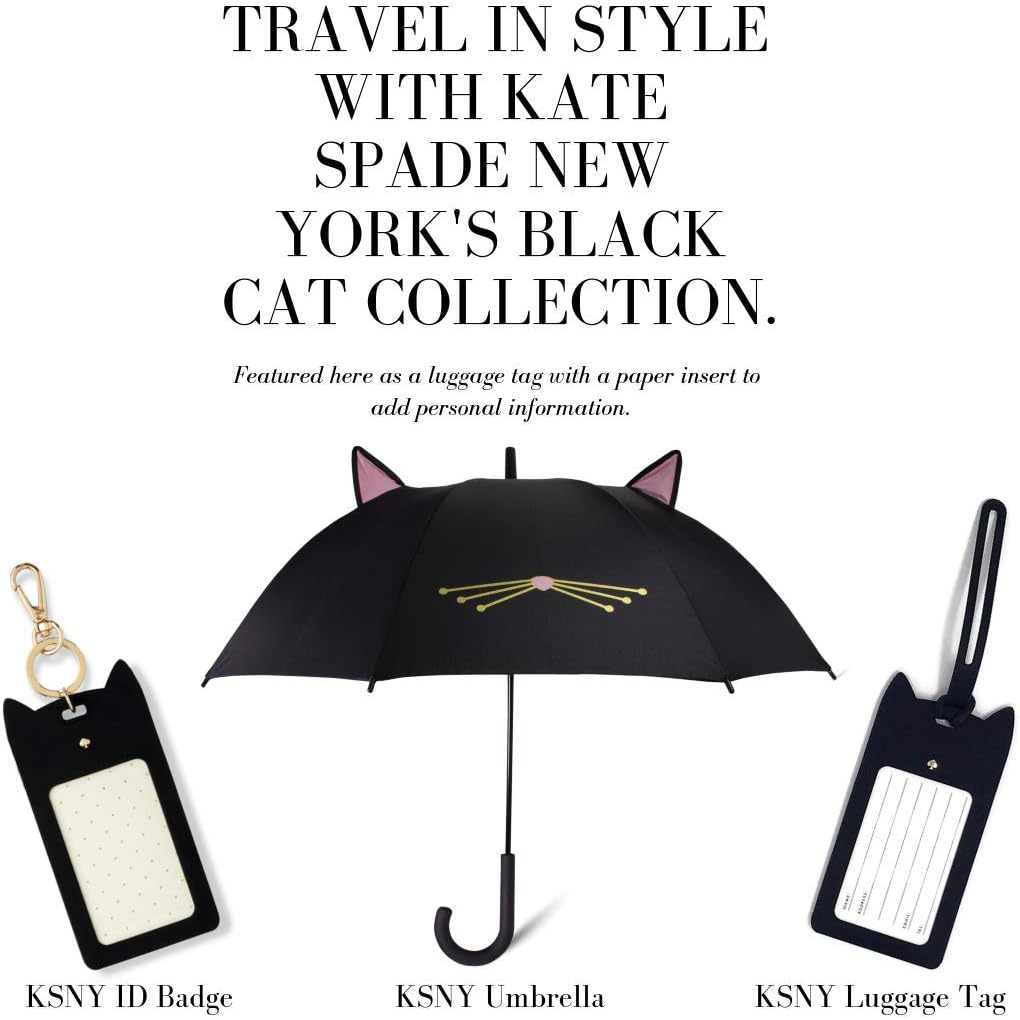 Kate Spade New York Silicone Luggage Tag with Durable Strap, Black Cat: Clothing