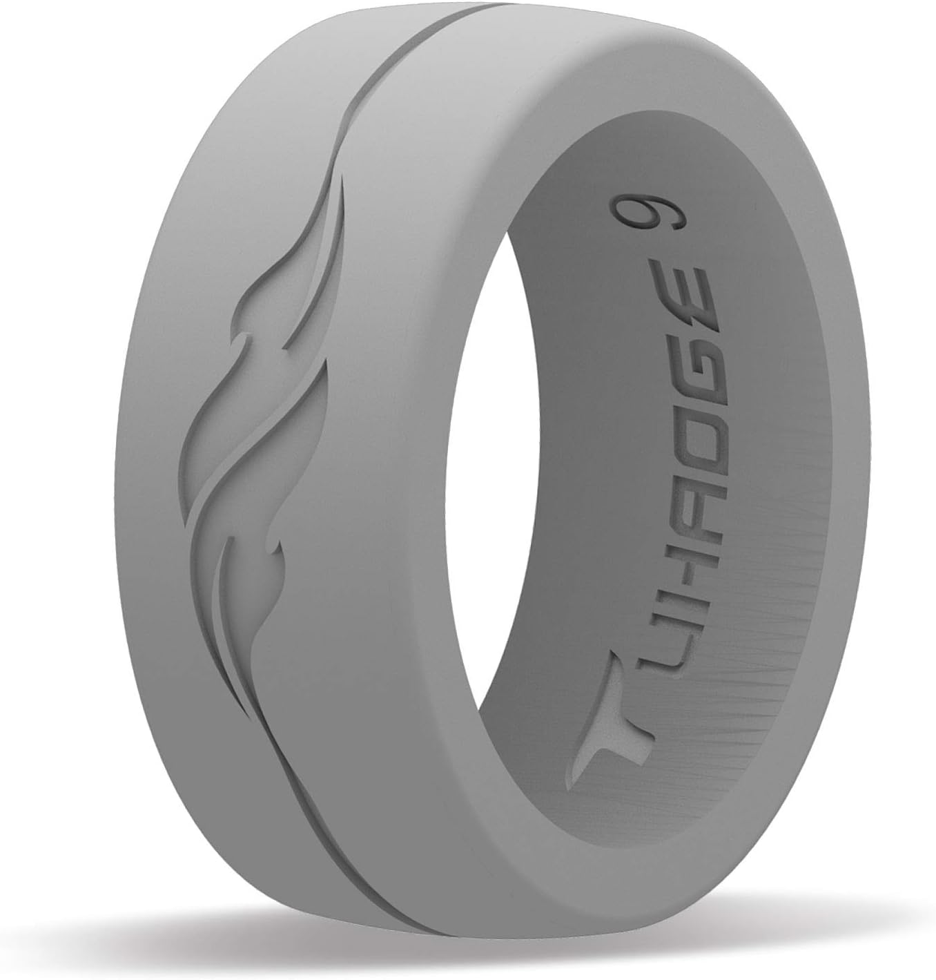 Tuhaoge Ring Men's Silicone Ring Wedding Band Silicone Rings for Men (Grey, 10)