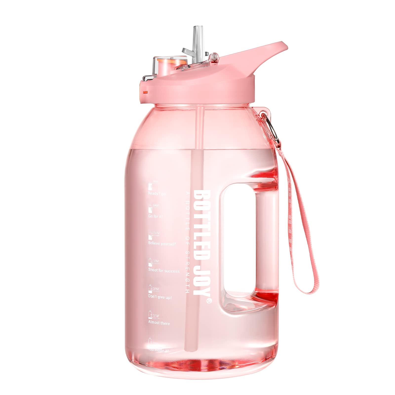 Wide Mouth Water Bottle, 2.5L BPA Free Leak Proof Sports Bottle with Time Indication and Straws, Fitness and Outdoor Activities
