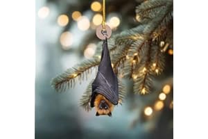 Bat Christmas Ornament, Realistic Hanging Bat Tree Decoration, Gothic Spooky Halloweens Home Décor for Office, Kitchen, Livin