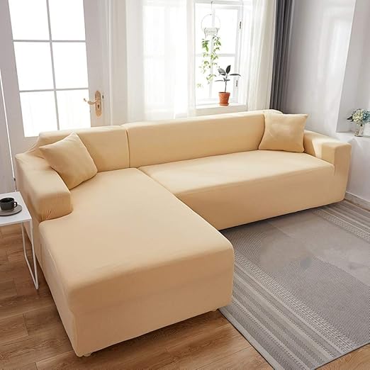 Universal sofa cover, cream color solid color sofa cover elastic