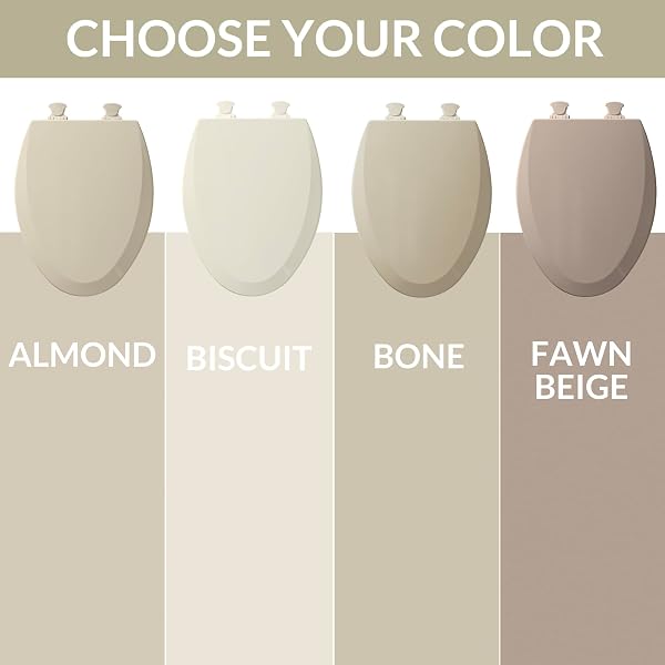 BEMIS 1500EC DURABLE WOOD TOILET SEAT WITH EASY CLEAN HINGES, MADE IN USA, ELONGATED, BISCUIT