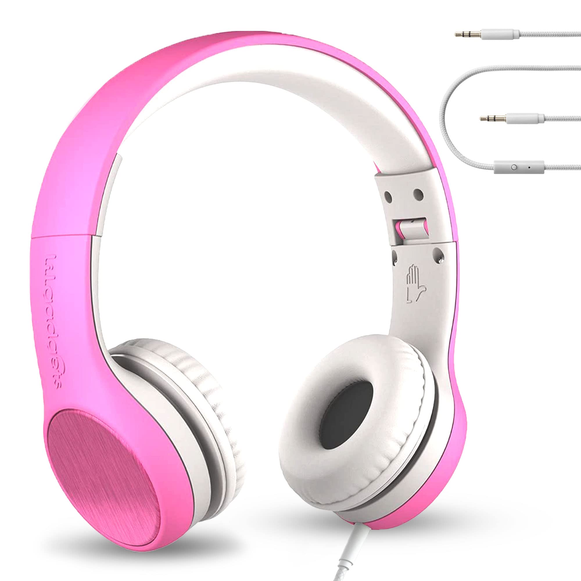Photo 1 of LilGadgets On-Ear Kids Headphones for School - Pink, Wired, Ages 3+ - Audio Sharing Port, Detachable Mic Cable