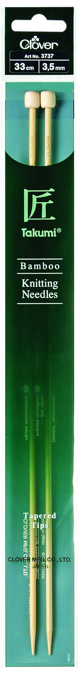 Clover Takumi Bamboo: Knitting Pins: Single Ended: 33cm x 3.50mm, Wood, 33x0.35x0.35 cm