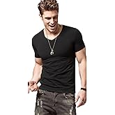 ZUEVI Men's Workout T Shirts Slim Fit Athletic Bodybuilding T-Shirts Muscle Short Sleeve V Neck Tees