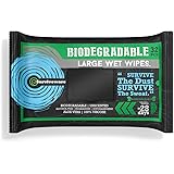 SURVIVEWARE Biodegradable Wet Wipes, Face and Body Wipes for Post Workout and Camping, Wipes for Adults, Large Wipes, 32 Coun