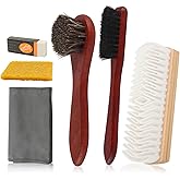 Shoe Brush, Leather Brush,Horse Hair Brush,Suede & Nubuck Cleaning Brush with Microfiber Shoe Cloth Stain Remover Eraser Rubb