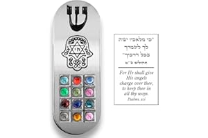 TALISMAN4U Protection CAR MEZUZAH with Travelers Prayer Scroll Hamsa Hoshen Mezuza from Israel Jerusalem Art Judaica Gift