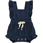 YOUNGER TREE Toddler Baby Girl Ruffled Sleeveless Romper Casual Summer Jumpsuit Cotton Linen Clothes