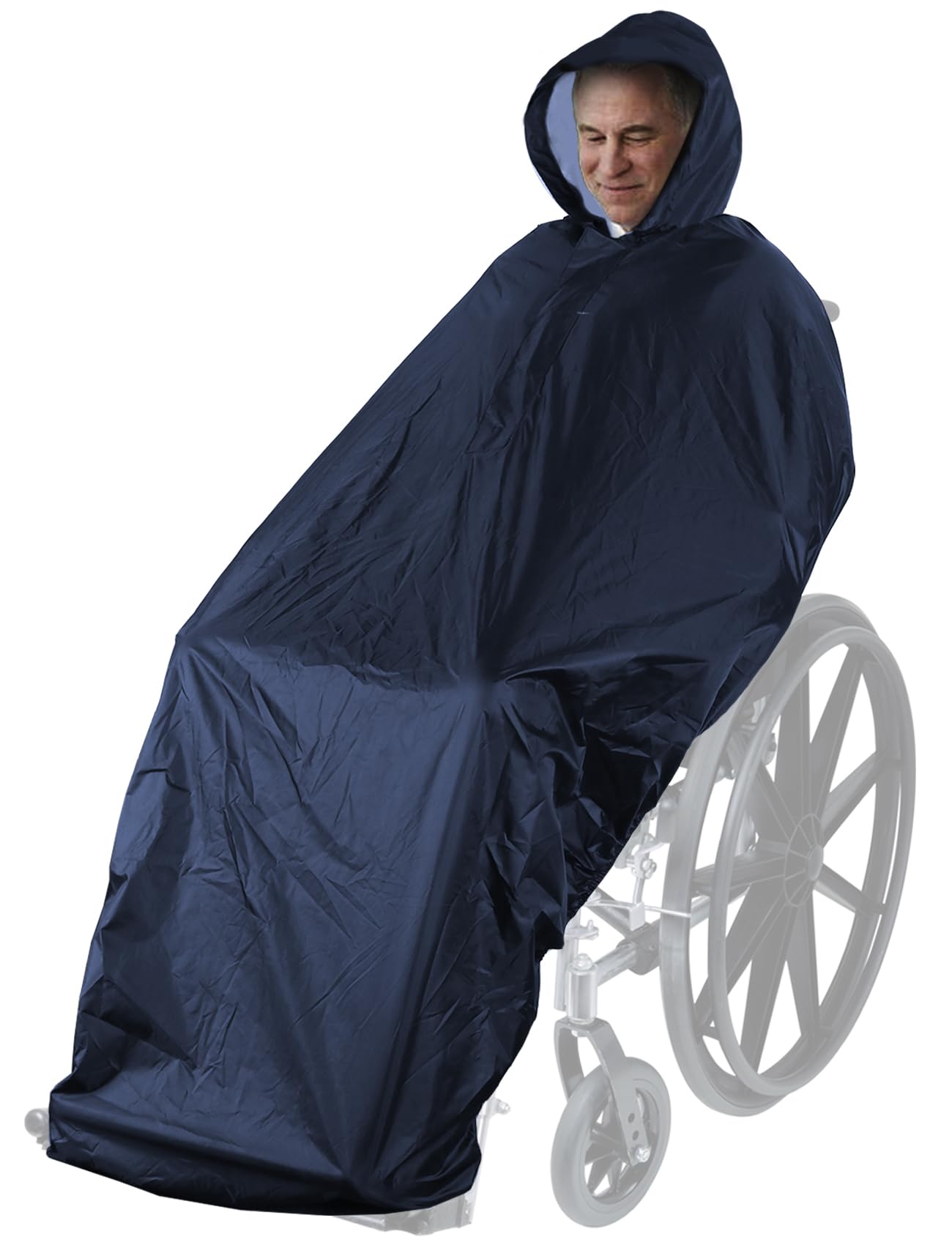 ANYOO Waterproof Wheelchair Poncho Cover Lightweight Rain Poncho Cape Shield with Elastics Provide Dry Protection for Wheelchairs, Dark Blue, One Size