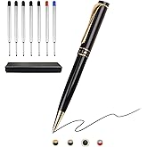 Shiduode Luxury Ballpoint Pens, Retractable Metal Pen with 7 Refills (Black, Blue, Red) for Smooth Writing - Executive Office Desk Accessories, Ideal Gifts for Professionals, Teachers