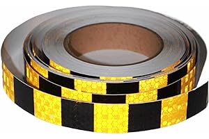 tuyrchu Reflective Tape Yellow Black 1 in X 66 FT for Trucks, Checker Reflector Waterproof Outdoor, High-Strength High-Visibility Hazard Warning Safety Adhesive Tape.