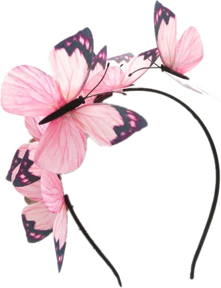 cuhair 1pcs Three-dimensional Butterfly Wedding Super-sen Headbands Hair Hoop Hair Accessories For Women Girls (pink)