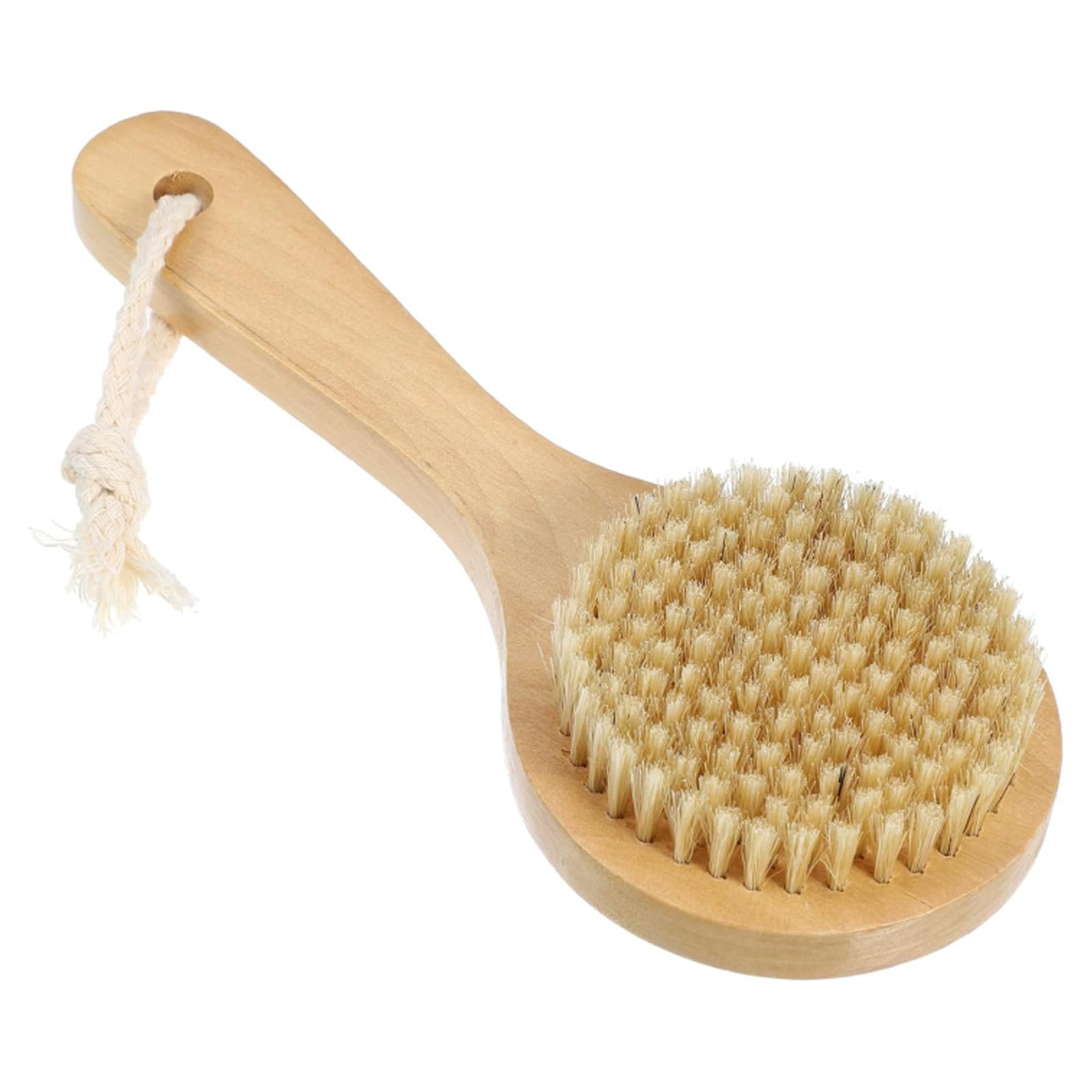 RUIENGCOMM Back Scrubber for Shower Natural Bristles Bath Brush Shower Brush with Short Handle Dry Bath Body Brush with Soft Natural Bristles for Exfoliating Skin