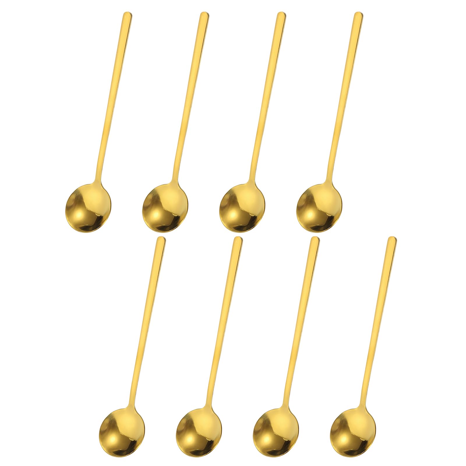 uxcell 8Pcs Stainless Steel Espresso Spoons 5 Inch Mini Coffee Spoon Teaspoon Mini Stirring Spoons for Coffee Dessert Ice Cream Cake, Gold