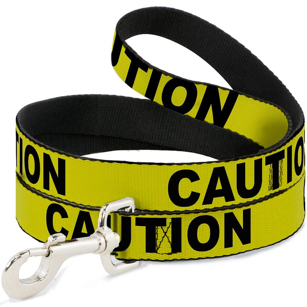 Buckle-Down Pet Leash, Dog Leash, Caution Yellow Black, 6 Feet Long 1.5 Inch Wide