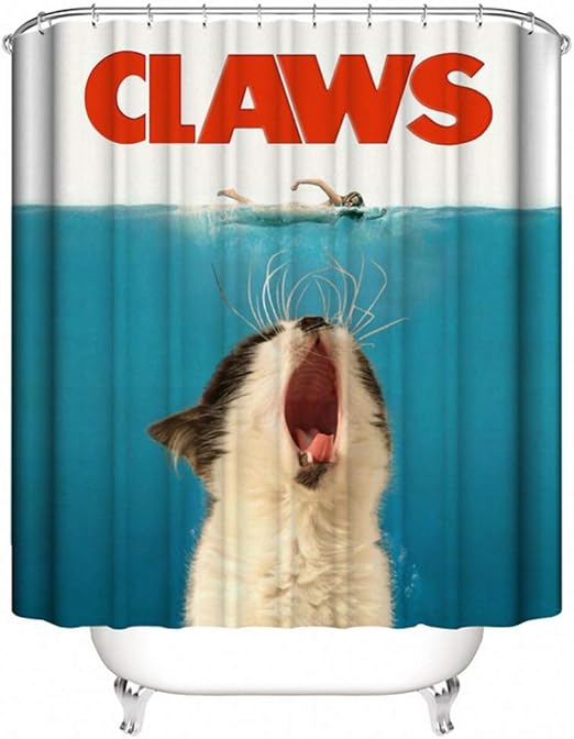 Datun648 Cat Shower Curtain Hippo Shower Curtain Polyester