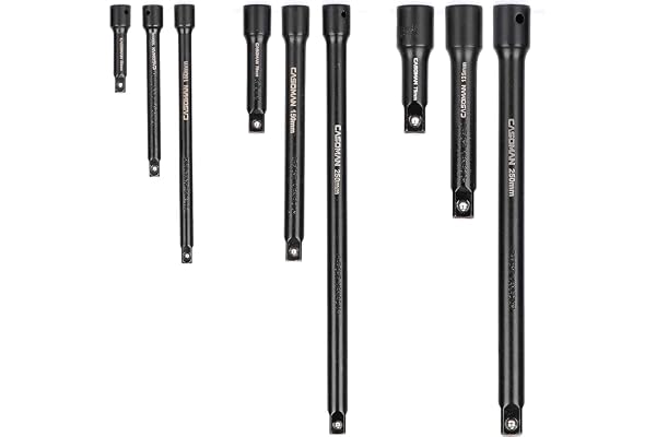 CASOMAN 9 Pieces Extension Bar Set, 1/4", 3/8" and 1/2" Drive Socket Extension, Premium Chrome Vanadium Steel with Black Phos