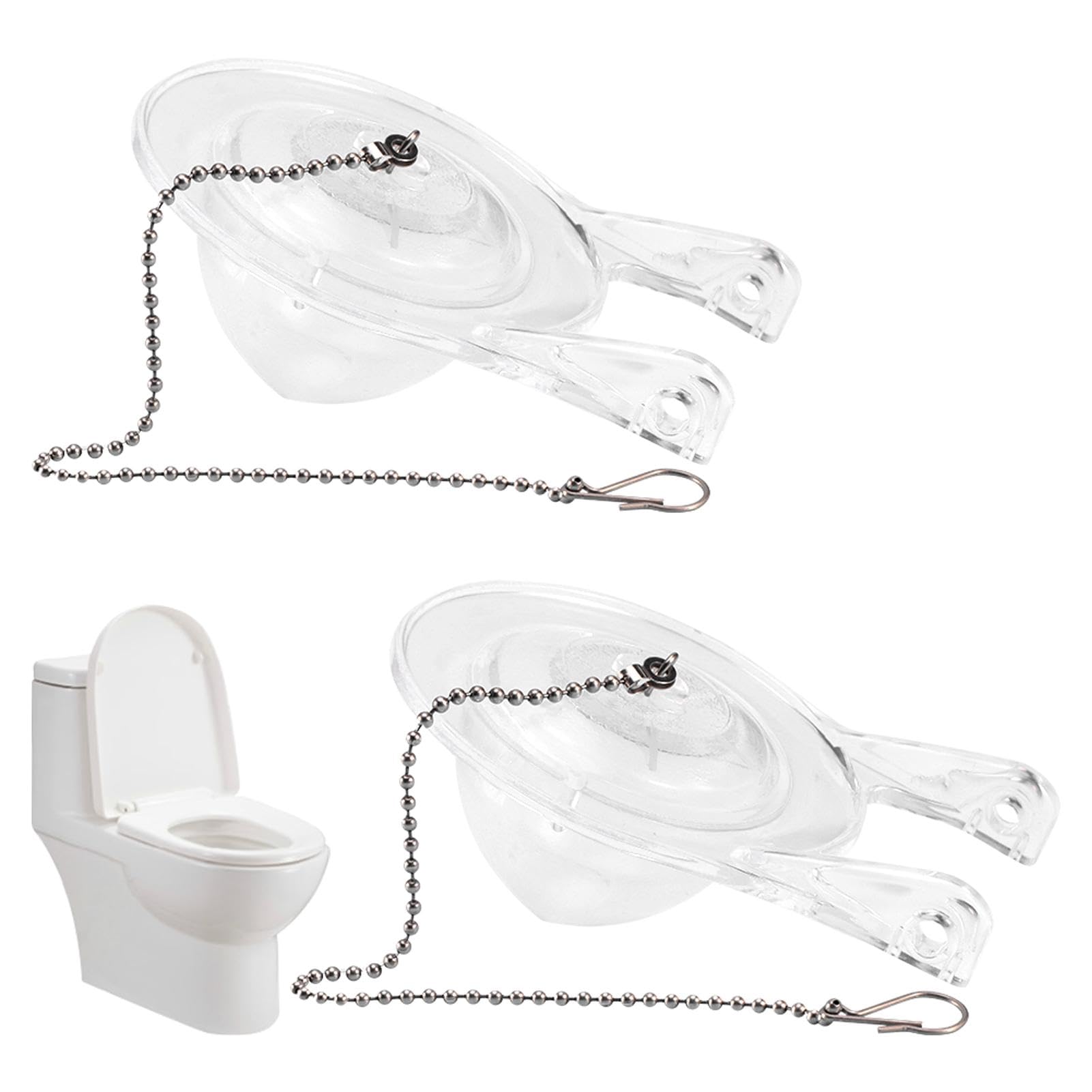 Photo 1 of 2Pcs Toilet Tank Flapper,3inch High Performance Toilet Flapper Replacement Kit,Prevent Leaking Rubber Seal Flapper Replacement with Stainless Chain Toilet,Flush Valve Replacement