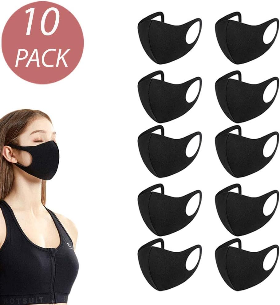 Black Mouth Masks Anti-Dust Reusable 3D Black Unisex Face Masks, Face Mask Covers Nose And Mouth, Mouth Mask Reusable, Fashion Mouth Mask, Mouth Protector Mask for Cycling Camping Travel - 10 Pack
