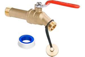 WHK Water Heater Drain Valve 3/4"MIP X 3/4" Male GHT Full Port Connection to drain or Flush Hot Water Heater Faster and Easy(Lead-Free Brass,3 Inch Shank with Long Handle)