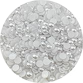 YHYPOCI 1200pcs 8mm Half Pearls for Crafts Flatback Round Half Pearl Beads for Jewelry Making Nail Art Scrapbook Craft Wedding Dress Decoration(White)