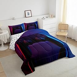 Games Comforter Set Purple Gamepad Player Gaming