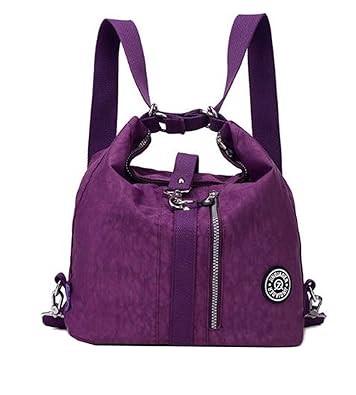 DI GRAZIA Convertible(2-way) Womens Waterproof Handbag(Purple, Purple-Nylon-2way-Handbag)