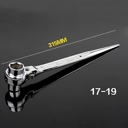 Wuudi Hexagon Wrench, Industrial Product Useful Supplies Hexagon Wrench Plum Shape Wrench Double Side Ratchet Wrench for 17-19mm