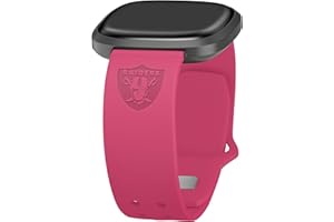 Game Time Las Vegas Raiders Engraved Silicone Sport Watch Band Compatible with Fitbit Versa 3 and Sense Black