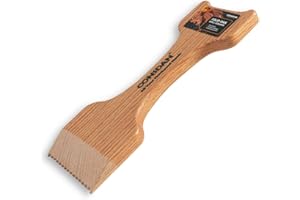 CONSDAN Wood Grill Scraper, Soild Oak Wooden Grill Brush, Grill Scraper for Outdoor Grill, Bristle Free Grill Scrapers, Grill Grate Cleaner Safe Wood Grill Brusher