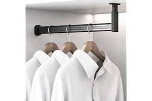 Closet Rod Heavy-Duty Garment Bar for Hanging Winter Clothes, Customizable Metal Hanger for Closet/Laundry Room, Multifunctio