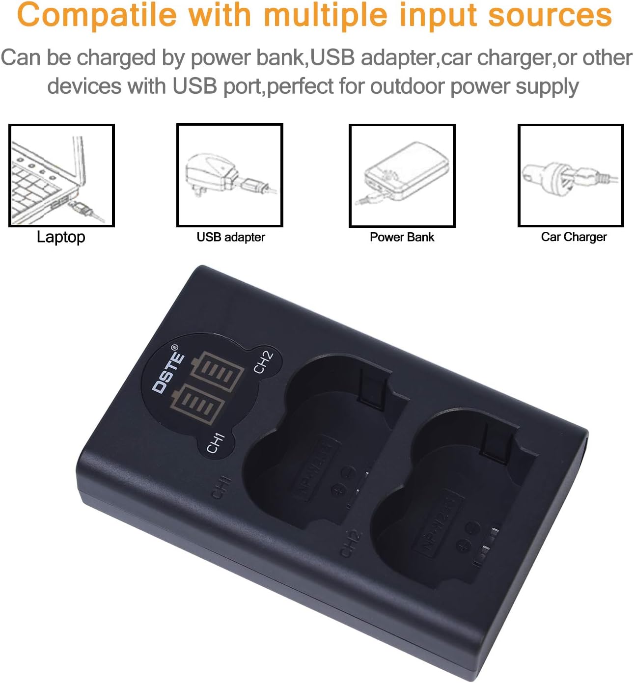 DSTE 2x NP-W235 Replacement Battery + Dual USB Charger with LCD Display Compatible for Fujifilm XT4,X-H2,X-H2S Digital Camera - Image 5