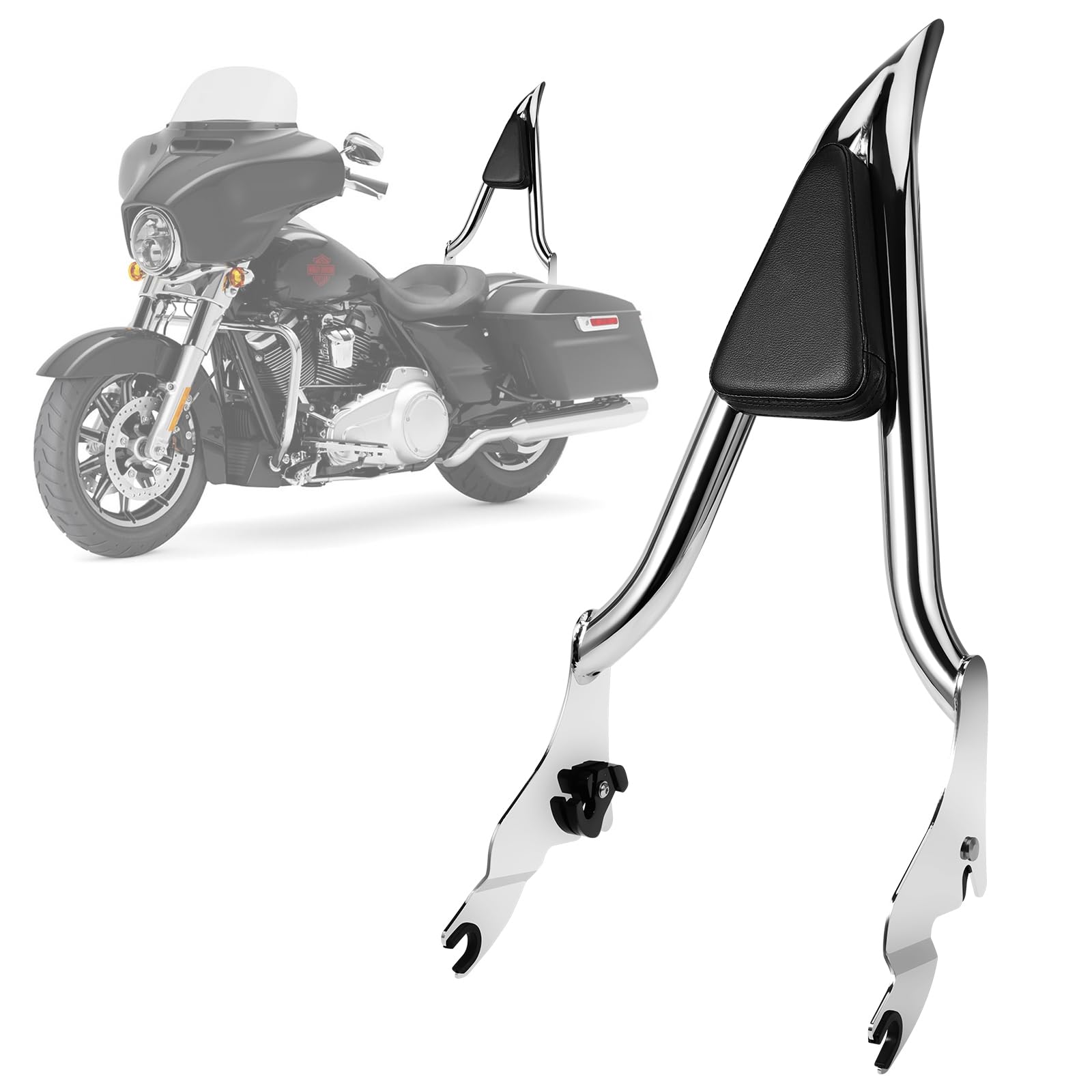 Photo 1 of 26" Motorcycle Sissy Bar for Harley, Integrated Passenger Backrest for Harley Davidson Touring CVO Street Glide Road Glide Electra Glide Road King FLHR FLHX FLHT FLTR 2009-2024