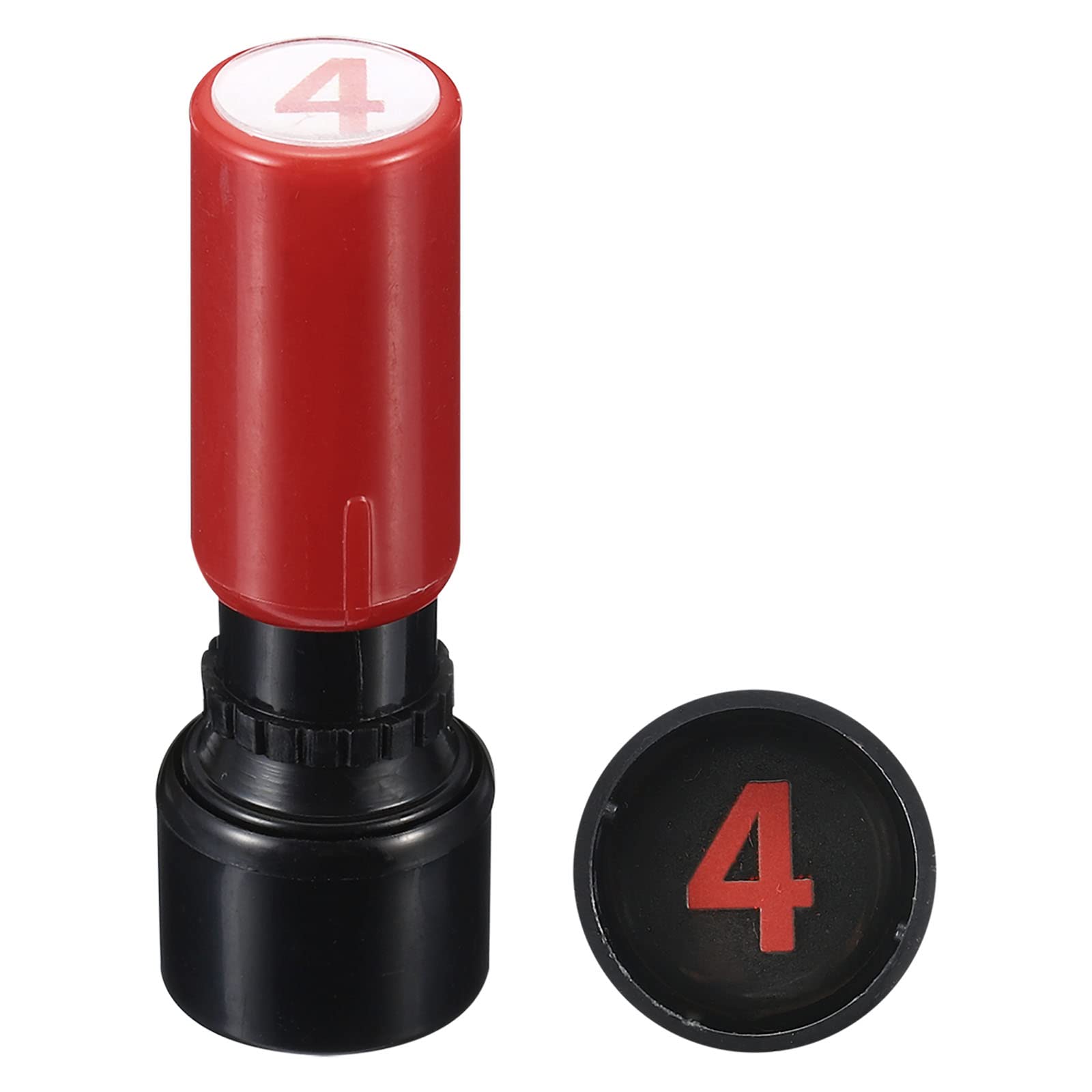 PATIKIL Number Stamps Self Inking, Numeral 4 7mm Red Plastic Round Number Stamp for Class Notebook Scrapbooking DIY Craft
