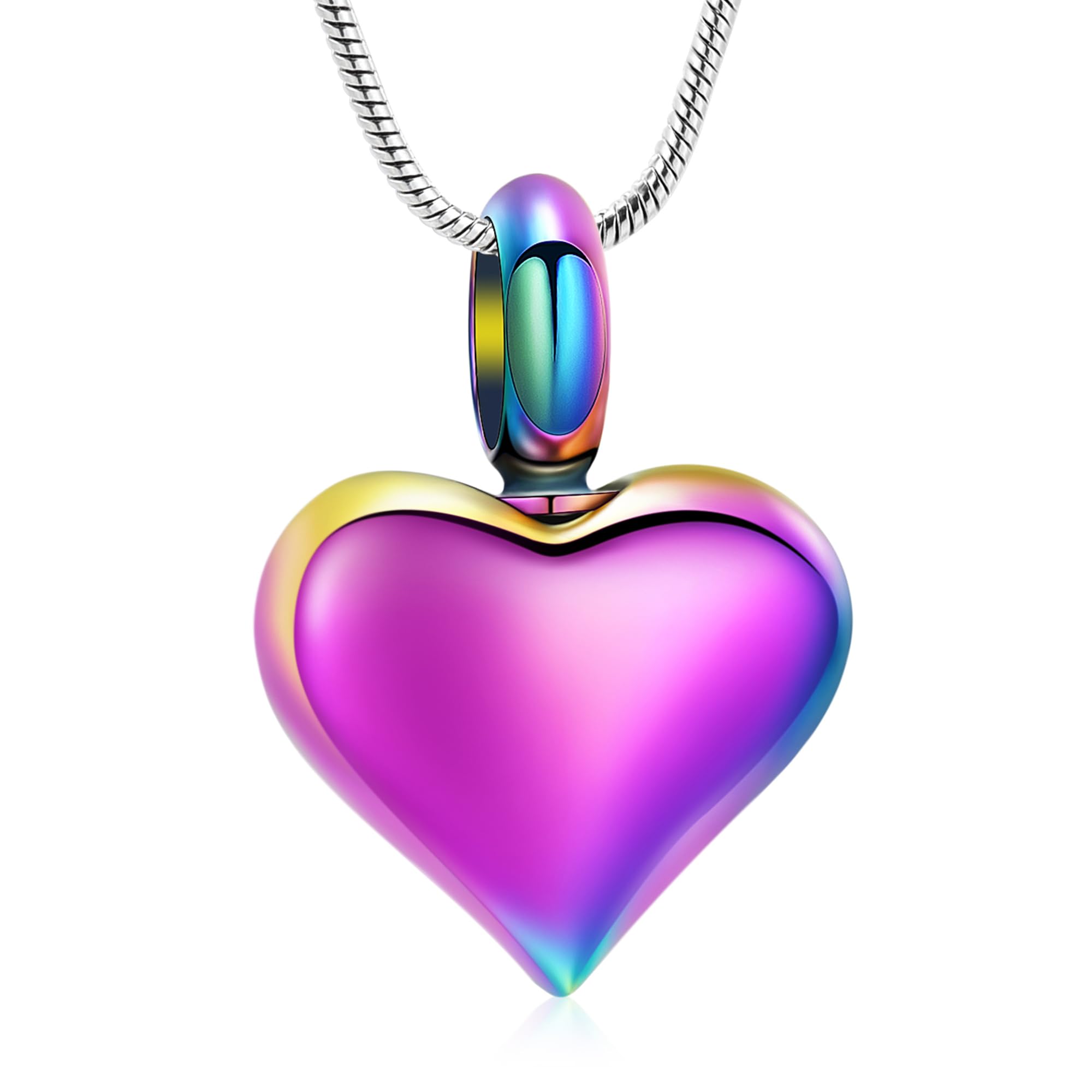VCCWYQK Mini Heart Cremation Urn Necklace for Ashes Stainless Steel Memorial Ashes Pendant Keepsake Jewelry for Women Men (D)