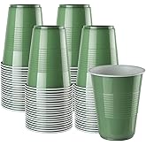 QIHUANKJ Disposable Plastic Cups, Jade Green Disposable Cups, 16 Ounce Plastic Party Cups, Strong and Sturdy Disposable Cups for Party, Wedding, Christmas, Halloween Party Cup, 100 Pack (Jade, 16OZ)
