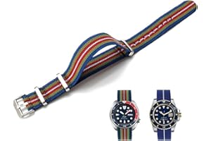 Niziruoup Nylon Elastic Watch Strap Military Parachute Style Watch Band 18mm 20mm 22mm Premium Striped Nylon One-Piece French Paratrooper Watchband Smartwatch Band Replacement Strap for Men Women