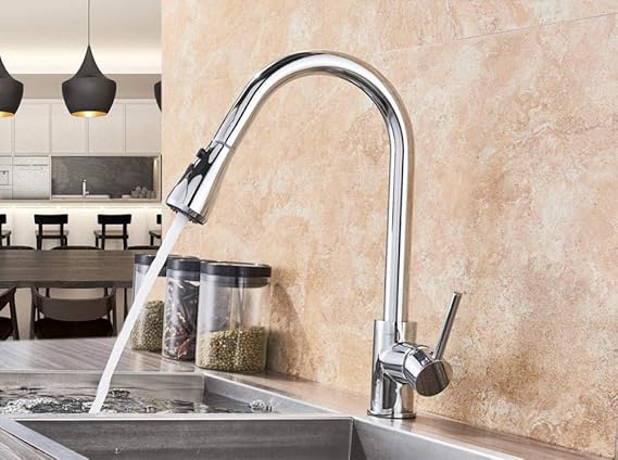 MMYYY Grifo de cocina abatible, grifo monomando de bronce frotado con