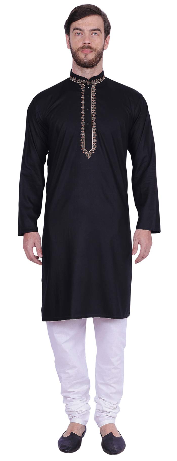 Maple Clothing Men's Kurta Pajama Embroidered Dress Cotton Indian Clothes