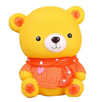 Amazon 可愛い熊型貯金箱pvc素材で軽いし落ちても安心子供に大人気