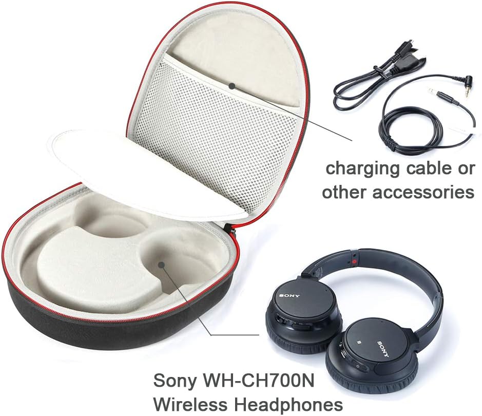 Hard Case for Sony WH-CH700N/Sony WH-CH710N Wireless Noise Cancelling Headphones, Travel Carrying Storage Bag - Black+Gray