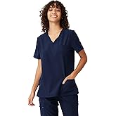 floralhue Scrubs for Women, Soft V-Neck Scrub Tops, Stretchy Medical Uniform with 4 Pockets, Breathable & Easy Care
